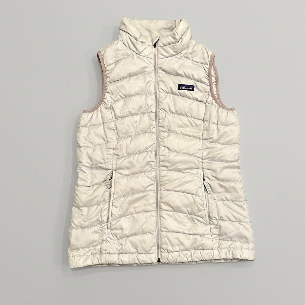 Patagonia Girls Down Sweater Vest Gray Full Zip Puffer 68226 Size L 12